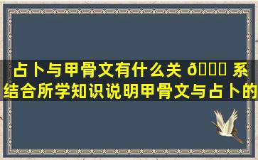 占卜与甲骨文有什么关 🐅 系（结合所学知识说明甲骨文与占卜的关系）